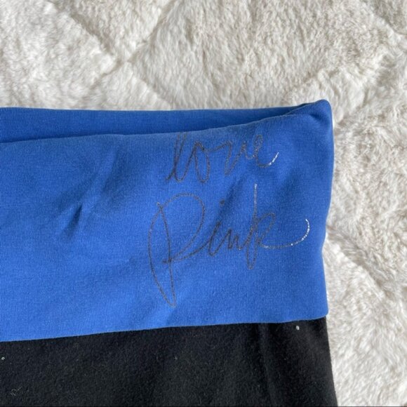 Victoria's Secret PINK | Foldover Blue Band "LOVE PINK" Capris | Size Medium - Picture 5 of 14